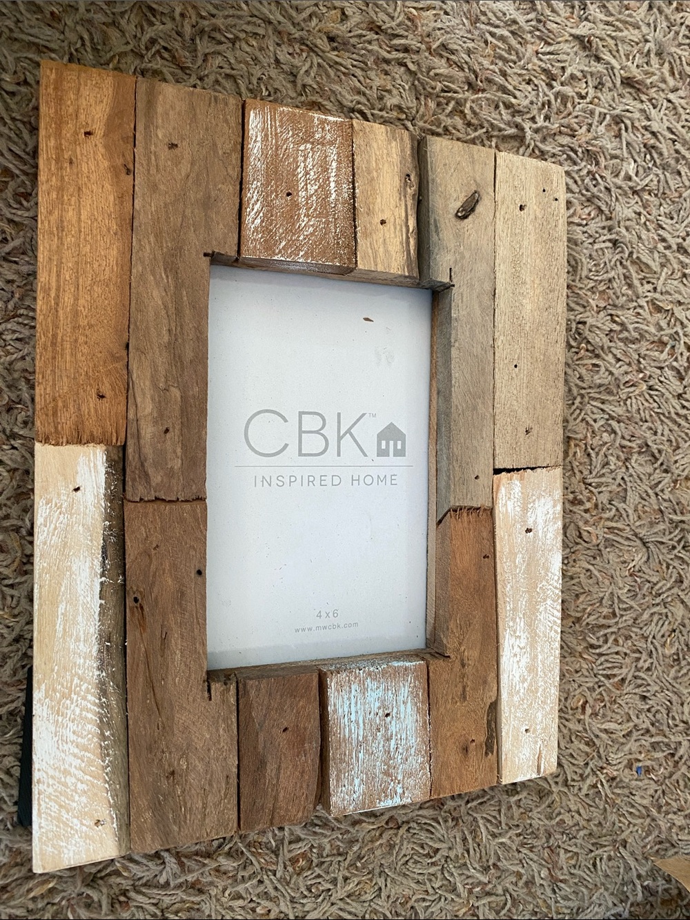 Rustic Reclaimed Wood Picture Frame in Natural and White 4x6